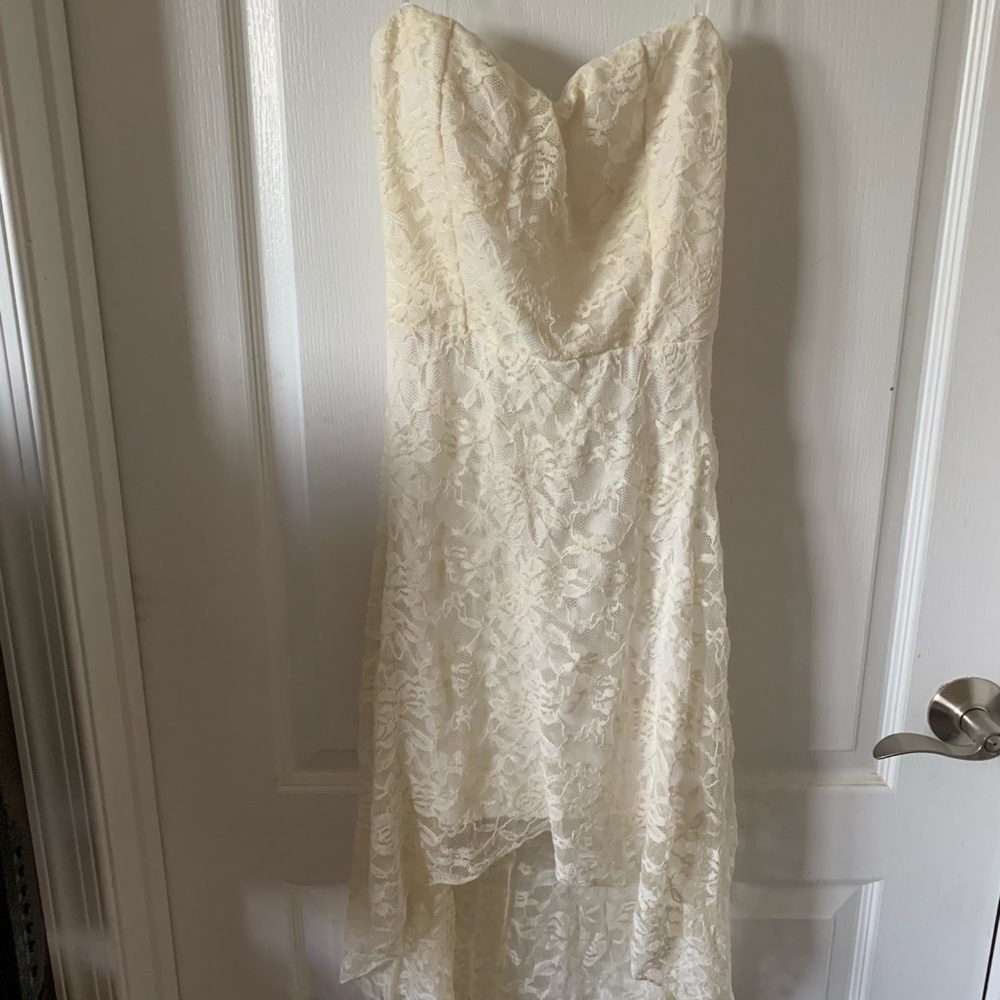 Cream high low dress